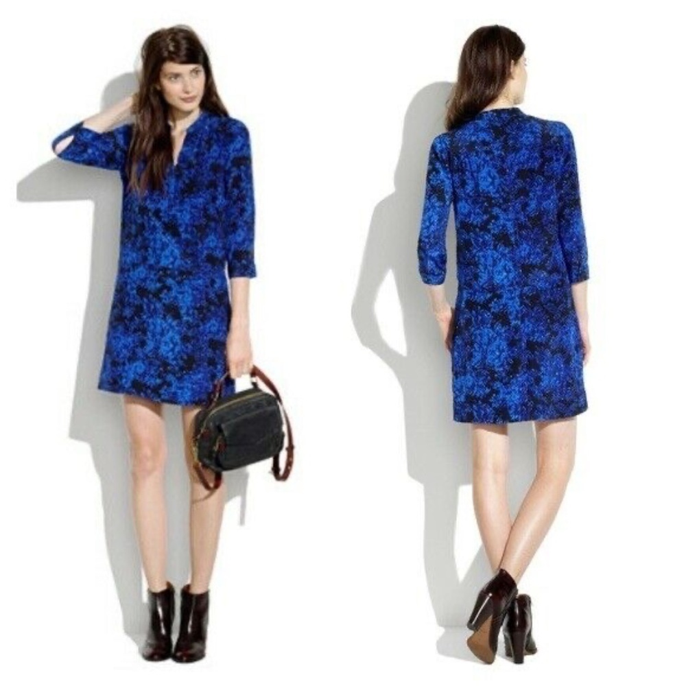 Madewell director shift dress blue and black silk S